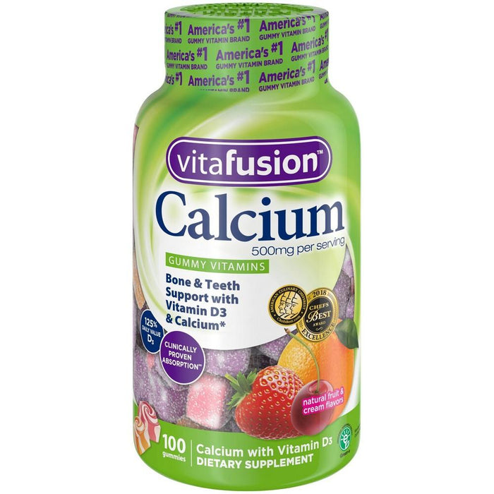 Vitafusion Calcium 500 mg Gummy Vitamins For Adults, Creamy Swirled Fruit 100 ea