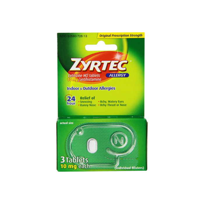 Zyrtec Allergy 10 mg Tablets, Blister Pack 3 ea