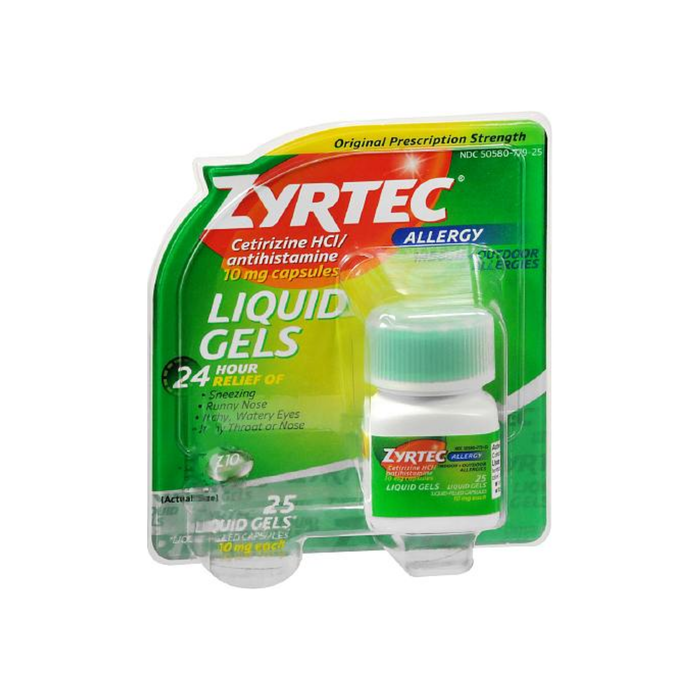 Zyrtec 24-Hour Allergy Relief, 10 mg, Liquid Gels 25 ea