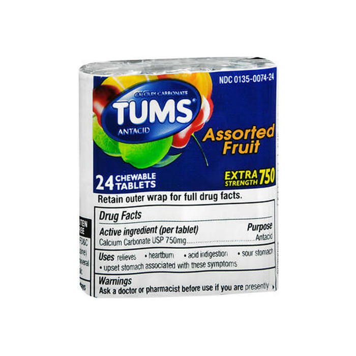 TUMS E-X 750 Tablets Assorted Fruit 24 ea