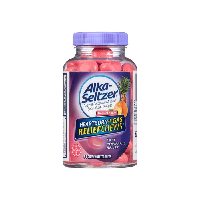 Alka-Seltzer Heartburn + Gas Relief Chews Chewable Tablets, Tropical Punch 54 ea