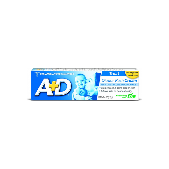 A+D Zinc Oxide Diaper Rash Cream with Aloe 4 oz