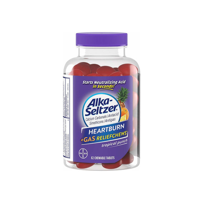 Alka-Seltzer Heartburn + Gas Relief Chews, Tropical Punch 82 ea