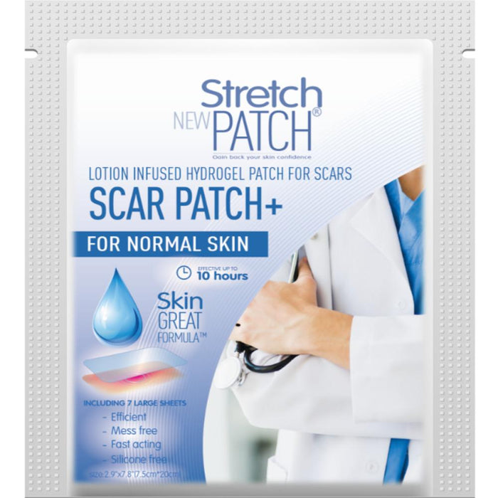 Stretch Patch Scar Patch+ For Normal Skin - Lotion Infused Hot Patch for SCARS 7 Patches per pack