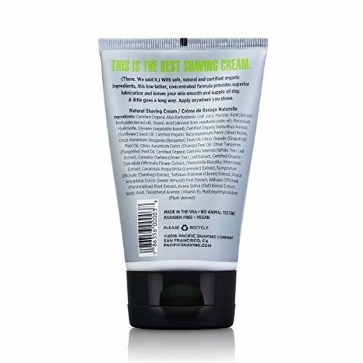 Pacific Shaving Company Shave Smart Natural Shave Cream - With Safe, Natural, and Plant-Derived Ingredients, TSA Friendly, Made in USA, 3.4 oz