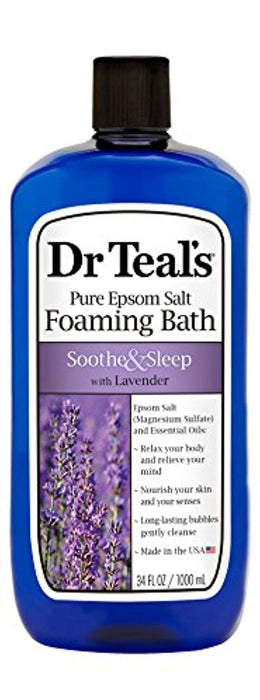 Dr Teal’s Foaming Bath with Pure Epsom Salt, Soothe & Sleep with Lavender, 34 Ounces