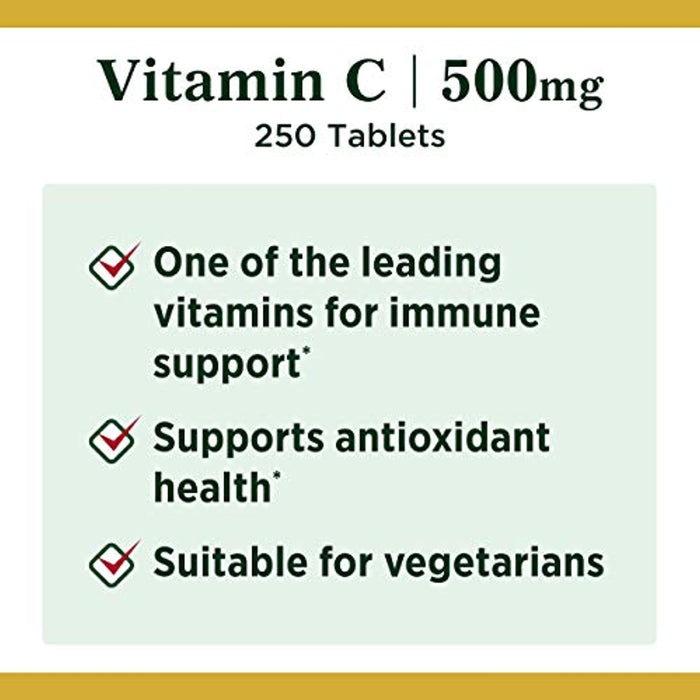 Vitamin C by Nature’s Bounty for immune support. Vitamin C is a leading immune support vitamin, 500mg, 250 Tablets