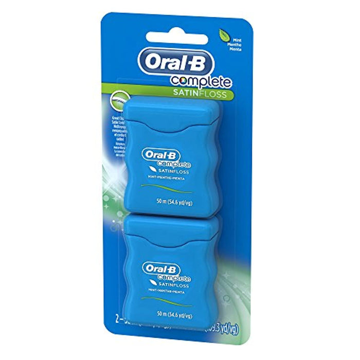 Oral-B Complete SatinFloss Dental Floss, Mint, 50 M (54.6 yd), Pack of 2