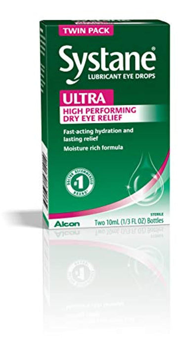 Systane Ultra Lubricant Eye Drops, Twin Pack, 10-mL Each,packaging may vary