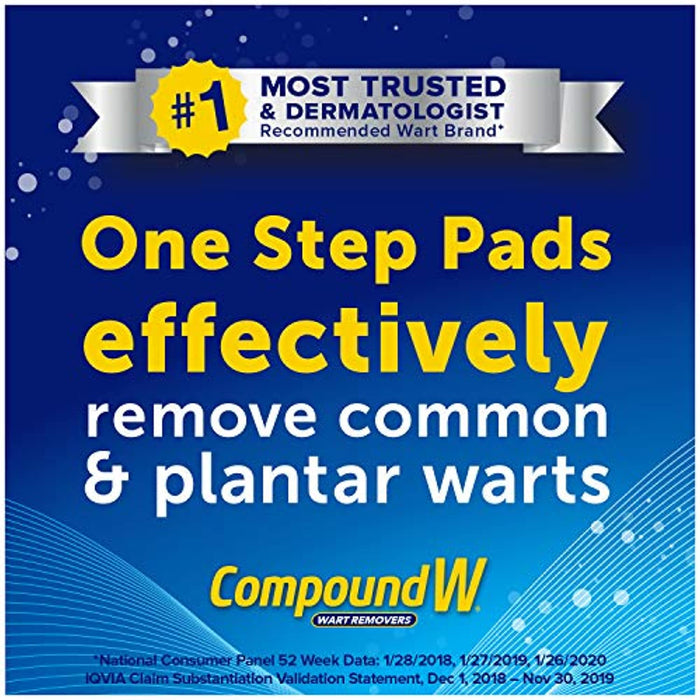 Compound W One Step Pads | Salicylic Acid Wart Remover | 14 Count (Pack of 1) Pads, White