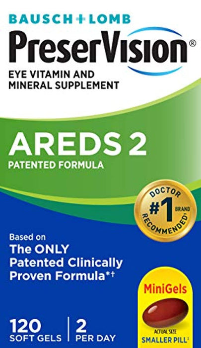 PreserVision AREDS 2 Vitamin & Mineral Supplement 120 Count Soft Gels, Packaging May Vary