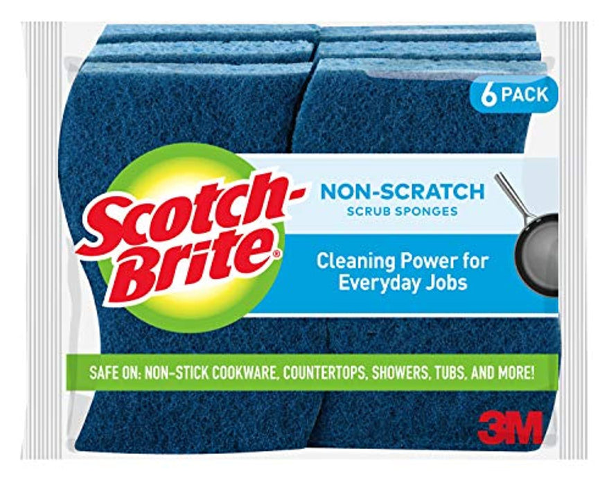 Scotch-Brite Non-Scratch Scrub Sponges, Stands Up to Stuck-on Grime, 6 Scrub Sponges