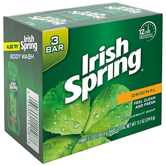 Irish Spring Deodorant Bar Soap, Original, 3 Bar