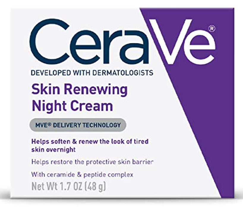 CeraVe Night Cream for Face | 1.7 Ounce | Skin Renewing Night Cream with Hyaluronic Acid & Niacinamide | Fragrance Free