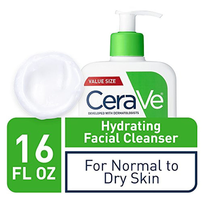 CeraVe Hydrating Facial Cleanser | Moisturizing Non-Foaming Face Wash with Hyaluronic Acid, Ceramides & Glycerin | 16 Fluid Ounce