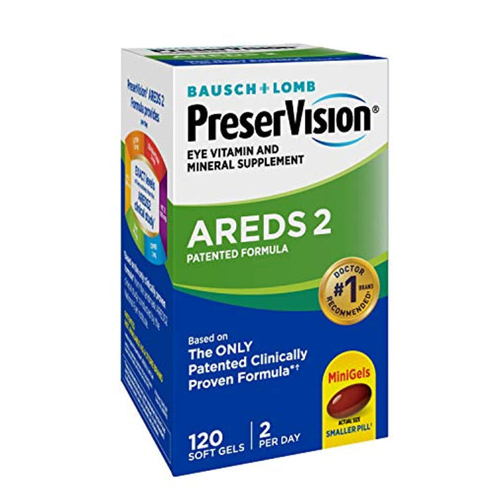 PreserVision AREDS 2 Vitamin & Mineral Supplement 120 Count Soft Gels, Packaging May Vary