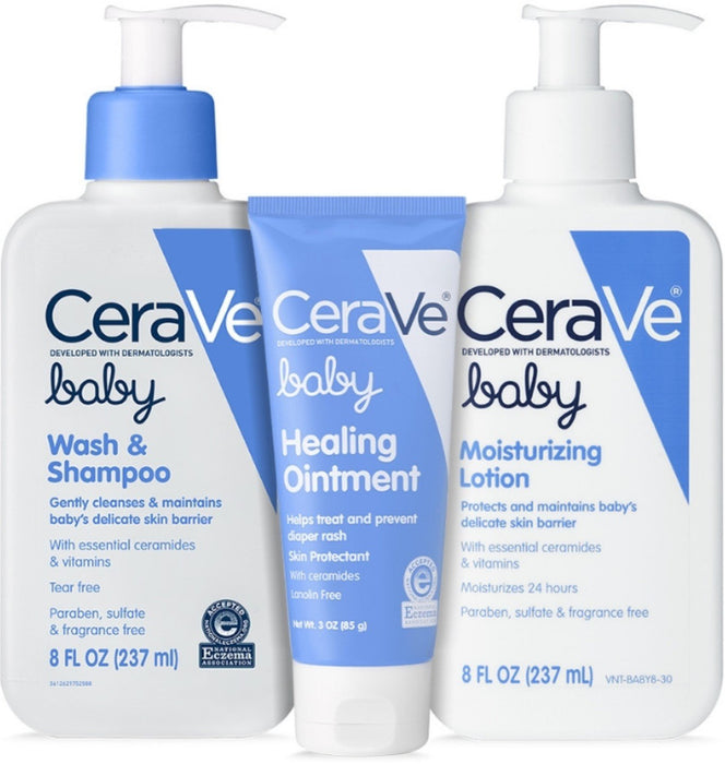 CeraVe Baby Skincare | Contains CeraVe Baby Wash & Shampoo, Baby Lotion, and Baby Healing Ointment 1 ea