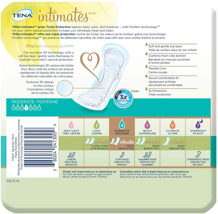 Tena Intimates Moderate Regular Incontinence Pad for Women, 20 Count