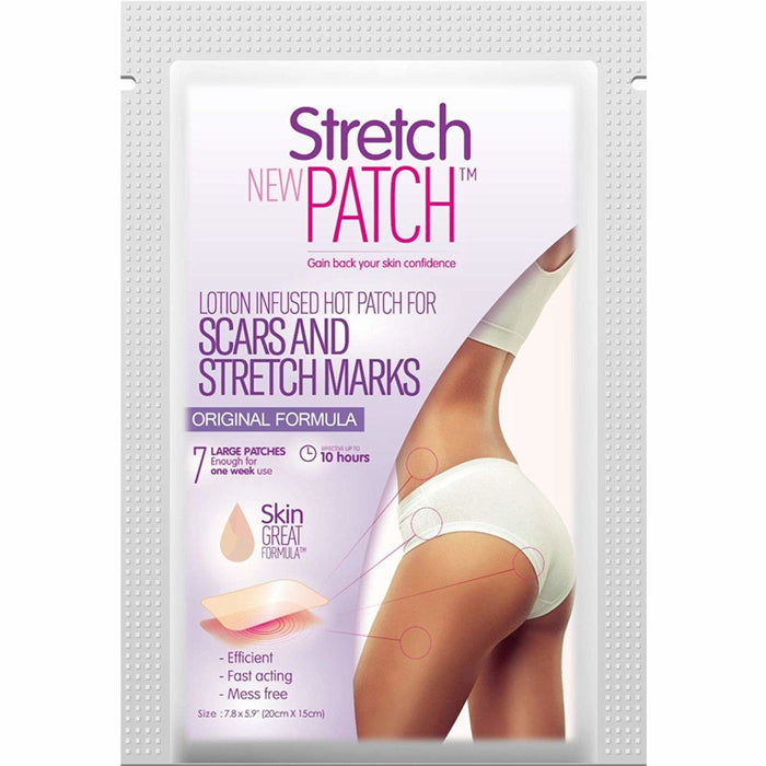 StretchPatch ORIGINAL Formula, Lotion Infused Hot Patch for Scars and Stretch Marks, 7 ea (20 x 15cm)