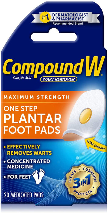 Compound W One Step Pads | Salicylic Acid Wart Remover | 14 Count (Pack of 1) Pads, White