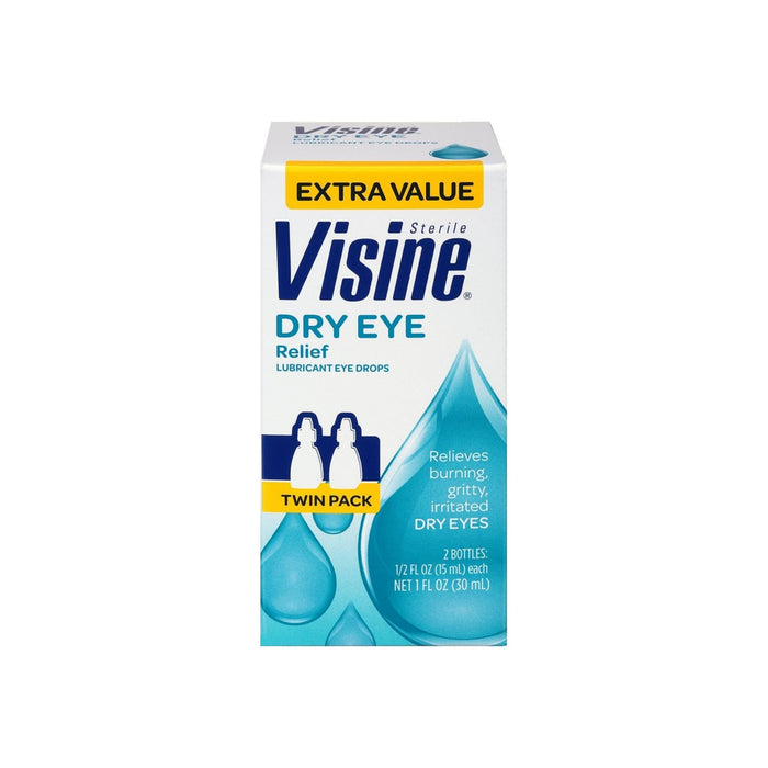 Visine Dry Eye Relief Lubricant Eye Drops 0.50 oz, 2 ea