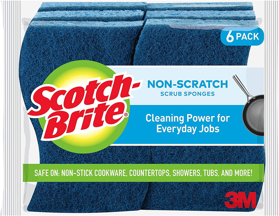 Scotch-Brite Non-Scratch Scrub Sponges, Stands Up to Stuck-on Grime, 6 Scrub Sponges