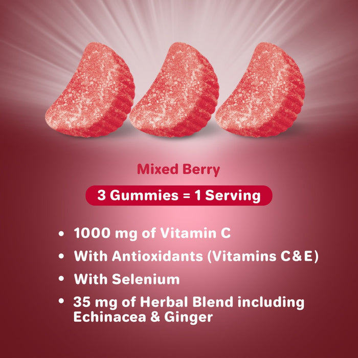 Airborne Mixed Berry Flavored Gummies, 1000mg of Vitamin C and Minerals & Herbs Immune Support 21 ct