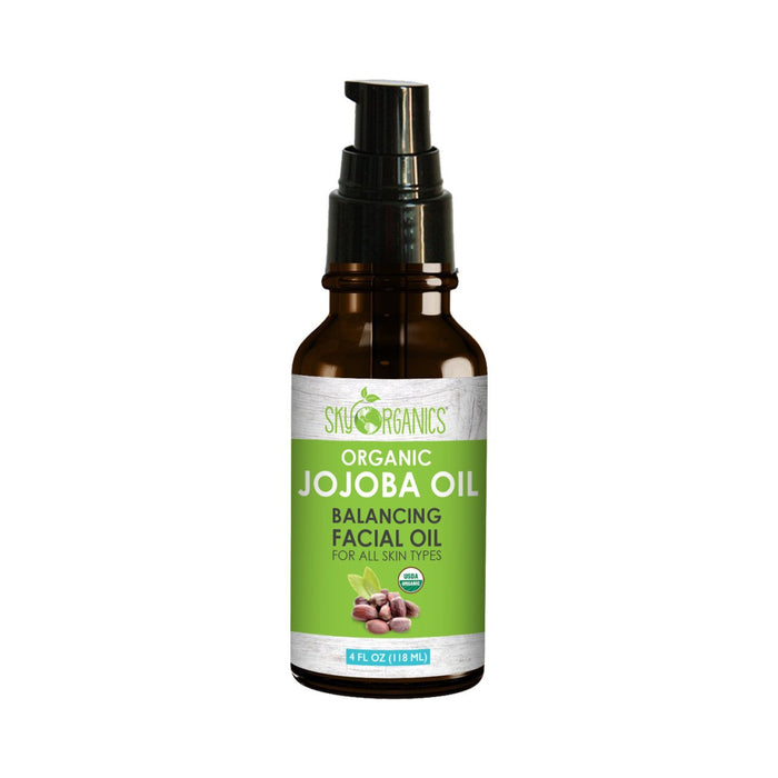 Sky Organics USDA Organic Jojoba Oil Unrefined, 100% Pure, Cold-Pressed, Organic Jojoba Oil - Moisturizing & Healing, For Dry & Oily Skin, Acne, Frizzy Hair - For Skin, Hair and Nail Care, 4 oz