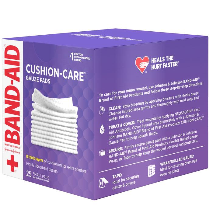 BAND-AID First Aid Cushion-Care Gauze Pads, 2in x 2in, 25 ea